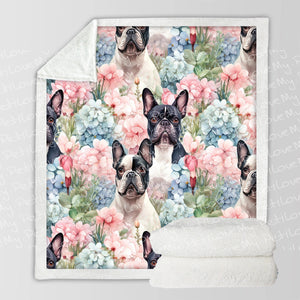 Pastel Bloom French Bulldogs Soft Warm Fleece Blanket-Blanket-Blankets, French Bulldog, Home Decor-10