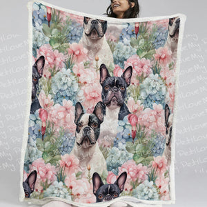Pastel Bloom French Bulldogs Soft Warm Fleece Blanket-Blanket-Blankets, French Bulldog, Home Decor-11