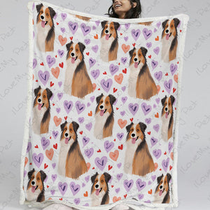 Pastel Hearts Australian Shepherd Love Soft Warm Fleece Blanket-Blanket-Australian Shepherd, Blankets, Home Decor-13