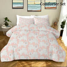 Load image into Gallery viewer, Pastel Paws Samoyed Bedding Set - Comforter or Duvet Cover-Bedding-Bedding, Blankets, Home Decor, Samoyed-Soft Pink-Comforter (with filling) + 2 Pillowcases-Twin-6