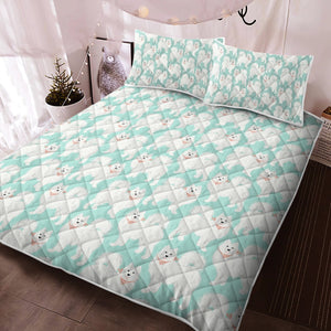 Pastel Paws Samoyed Quilted Blanket or Bedding Set - 4 Colors-Bedding-Bedding, Blankets, Home Decor, Samoyed-Mint Green-Only Quilt-Twin-9