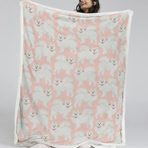 Pastel Paws Samoyeds Soft Warm Fleece Blanket - 4 Colors-Blanket-Bedding, Blankets, Home Decor, Samoyed-13