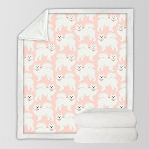 Pastel Paws Samoyeds Soft Warm Fleece Blanket - 4 Colors-Blanket-Bedding, Blankets, Home Decor, Samoyed-14
