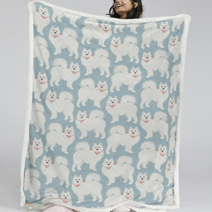 Pastel Paws Samoyeds Soft Warm Fleece Blanket - 4 Colors-Blanket-Bedding, Blankets, Home Decor, Samoyed-15