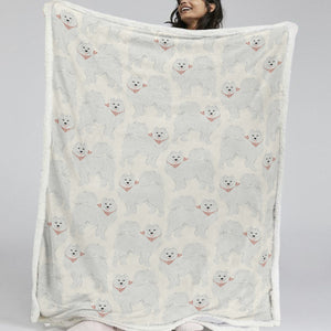 Pastel Paws Samoyeds Soft Warm Fleece Blanket - 4 Colors-Blanket-Bedding, Blankets, Home Decor, Samoyed-18