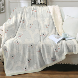 Pastel Paws Samoyeds Soft Warm Fleece Blanket - 4 Colors-Blanket-Bedding, Blankets, Home Decor, Samoyed-Light Cream-Small-4
