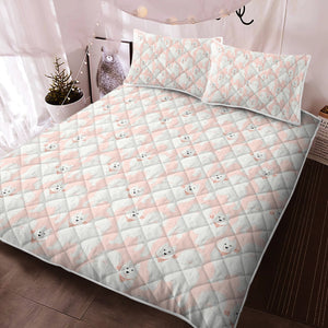 Pastel Paws Samoyed Quilted Blanket or Bedding Set - 4 Colors-Bedding-Bedding, Blankets, Home Decor, Samoyed-3