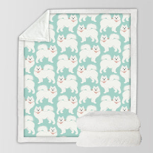 Pastel Paws Samoyeds Soft Warm Fleece Blanket - 4 Colors-Blanket-Bedding, Blankets, Home Decor, Samoyed-12