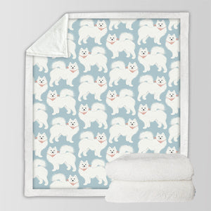 Pastel Paws Samoyeds Soft Warm Fleece Blanket - 4 Colors-Blanket-Bedding, Blankets, Home Decor, Samoyed-16
