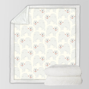 Pastel Paws Samoyeds Soft Warm Fleece Blanket - 4 Colors-Blanket-Bedding, Blankets, Home Decor, Samoyed-17