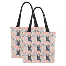 Load image into Gallery viewer, Pastel Petals and Black Labradors Large Canvas Tote Bags - Set of 2-Accessories-Accessories, Bags, Black Labrador, Labrador-13