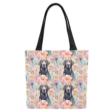 Load image into Gallery viewer, Pastel Petals and Black Labradors Large Canvas Tote Bags - Set of 2-Accessories-Accessories, Bags, Black Labrador, Labrador-White2-ONESIZE-5