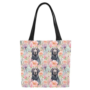 Pastel Petals and Black Labradors Large Canvas Tote Bags - Set of 2-Accessories-Accessories, Bags, Black Labrador, Labrador-White2-ONESIZE-5