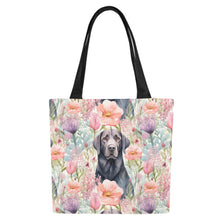 Load image into Gallery viewer, Pastel Petals and Black Labradors Large Canvas Tote Bags - Set of 2-Accessories-Accessories, Bags, Black Labrador, Labrador-White4-ONESIZE-1