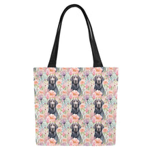 Load image into Gallery viewer, Pastel Petals and Black Labradors Large Canvas Tote Bags - Set of 2-Accessories-Accessories, Bags, Black Labrador, Labrador-White5-ONESIZE-9