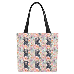 Pastel Petals and Black Labradors Large Canvas Tote Bags - Set of 2-Accessories-Accessories, Bags, Black Labrador, Labrador-White5-ONESIZE-9