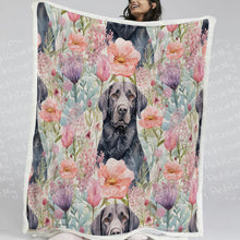 Load image into Gallery viewer, Pastel Petals and Black Labradors Soft Warm Fleece Blanket-Blanket-Black Labrador, Blankets, Home Decor, Labrador-12