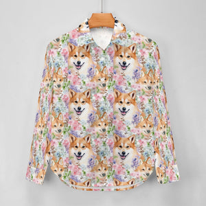 Pastel Petals Shiba Serenade Women's Shirt - 2 Designs-Apparel-Apparel, Shiba Inu, Shirt-2