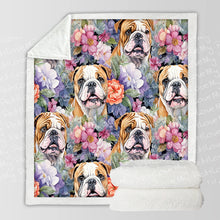 Load image into Gallery viewer, Pastel Portrait Blossoming Bulldogs Soft Warm Fleece Blanket-Blanket-Blankets, English Bulldog, Home Decor-10