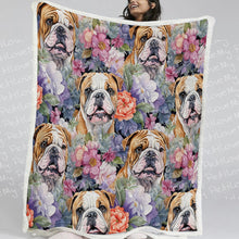 Load image into Gallery viewer, Pastel Portrait Blossoming Bulldogs Soft Warm Fleece Blanket-Blanket-Blankets, English Bulldog, Home Decor-11