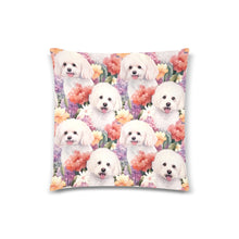 Load image into Gallery viewer, Pastel Watercolor Garden Bichon Frise Throw Pillow Cover-Cushion Cover-Bichon Frise, Home Decor, Pillows-White1-ONESIZE-2