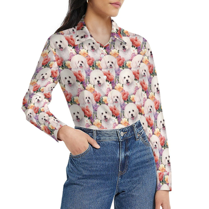 Pastel Watercolor Garden Bichon Frise Women's Shirt - 2 Designs-Apparel-Apparel, Bichon Frise, Shirt-6