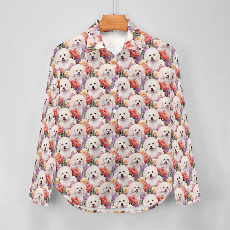 Pastel Watercolor Garden Bichon Frise Women's Shirt - 2 Designs-Apparel-Apparel, Bichon Frise, Shirt-9