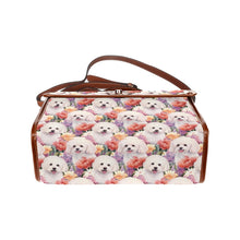 Load image into Gallery viewer, Pastel Watercolor Garden Bichon Frise Satchel Bag Purse-Accessories-Accessories, Bags, Bichon Frise, Purse-Black4-ONE SIZE-2