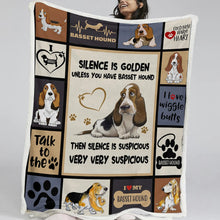 Load image into Gallery viewer, Patchwork Basset Hound Love Soft Warm Blanket-Blanket-Basset Hound, Blankets, Dogs, Home Decor-2