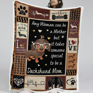 Patchwork Dachshunds with Quote Fleece Blankets - 3 Designs-Blanket-Blankets, Dachshund, Dogs, Home Decor-Any Woman Can Be A Mother-Small-2