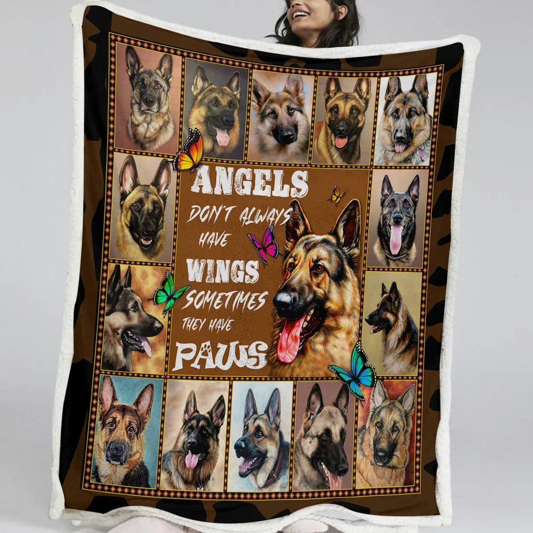 Patchwork German Shepherd Love Soft Warm Blankets - 2 Designs-Blanket-Blankets, Dogs, German Shepherd, Home Decor-Angels Don't Always Have Wings-Small-1