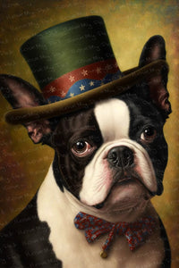 Patriotic Top Hat Boston Terrier Wall Art Poster-Art-Boston Terrier, Dog Art, Home Decor, Poster-1