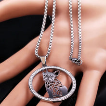 Load image into Gallery viewer, Paw-sitively Cute French Bulldog Crystal Necklace – Silver-Tone Gift-4