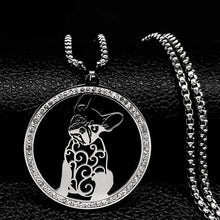 Load image into Gallery viewer, Paw-sitively Cute French Bulldog Crystal Necklace – Silver-Tone Gift-5