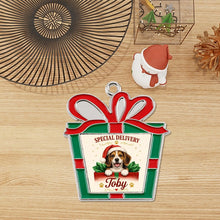 Load image into Gallery viewer, Beagle Christmas Ornament - Gift Box Design - Personalized with Name-Christmas Ornament-Beagle,Christmas,Personalize Artwork-5