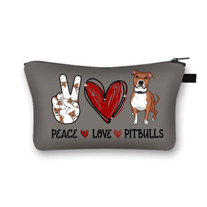 Peace, Love and Pit Bulls Multipurpose Pouches-Accessories-Accessories, American Pit Bull Terrier, Bags, Dogs, Staffordshire Bull Terrier-Pit Bull Terrier - Grey Background-2