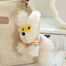 Load image into Gallery viewer, Perky Ears Wheaten and White Scottie Dog Handbag Charm-white glasses-15cm-13