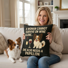 Load image into Gallery viewer, Personalized “A Woman Cannot Survive on Wine Alone…” Alaskan Malamute Pillowcase-Home Decor-Alaskan Malamute,Dog Mom Gifts,Home Decor,Personalize Artwork,Pillows-2