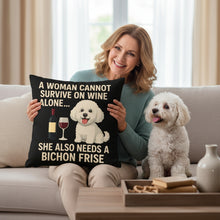Load image into Gallery viewer, Personalized “A Woman Cannot Survive on Wine Alone…” Basset Hound Pillowcase-Home Decor-Basset Hound,Dog Mom Gifts,Home Decor,Personalize Artwork,Pillows-2