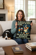 Load image into Gallery viewer, Personalized “A Woman Cannot Survive on Wine Alone…” Beagle Pillowcase-Home Decor-Beagle,Dog Mom Gifts,Home Decor,Personalize Artwork,Pillows-3