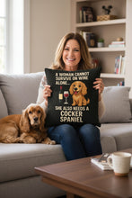 Load image into Gallery viewer, Personalized “A Woman Cannot Survive on Wine Alone…” Bull Terrier Pillowcase-Home Decor-Bull Terrier,Dog Mom Gifts,Home Decor,Personalize Artwork,Pillows-2