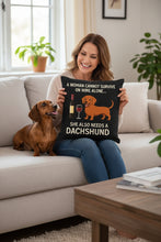 Load image into Gallery viewer, Personalized “A Woman Cannot Survive on Wine Alone…” Dachshund Sausage Dog Pillowcase-Home Decor-Dachshund,Dog Mom Gifts,Home Decor,Personalize Artwork,Pillows-2