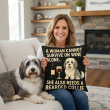 Load image into Gallery viewer, Personalized “A Woman Cannot Survive on Wine Alone…” English Mastiff Pillowcase-Home Decor-Dog Mom Gifts,English Mastiff,Home Decor,Personalize Artwork,Pillows-2