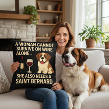Load image into Gallery viewer, Personalized “A Woman Cannot Survive on Wine Alone…” Eskie Pillowcase-Home Decor-American Eskimo Dog,Dog Mom Gifts,Home Decor,Personalize Artwork,Pillows-5