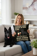 Load image into Gallery viewer, Personalized “A Woman Cannot Survive on Wine Alone…” German Shepherd Pillowcase-Home Decor-Dog Mom Gifts,German Shepherd,Home Decor,Personalize Artwork,Pillows-2
