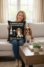 Load image into Gallery viewer, Personalized “A Woman Cannot Survive on Wine Alone…” King Charles Spaniel Pillowcase-Home Decor-Cavalier King Charles Spaniel,Dog Mom Gifts,Home Decor,Personalize Artwork,Pillows-2