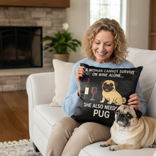 Load image into Gallery viewer, Personalized “A Woman Cannot Survive on Wine Alone…” Poodle Pillowcase-Home Decor-Dog Mom Gifts,Home Decor,Personalize Artwork,Pillows,Poodle-4