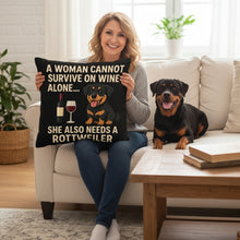 Load image into Gallery viewer, Personalized “A Woman Cannot Survive on Wine Alone…” Rough Collie Pillowcase-Home Decor-Dog Mom Gifts,Home Decor,Personalize Artwork,Pillows,Rough Collie-5