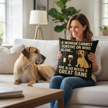 Load image into Gallery viewer, Personalized “A Woman Cannot Survive on Wine Alone…” Saint Bernard Pillowcase-Home Decor-Dog Mom Gifts,Home Decor,Personalize Artwork,Pillows,Saint Bernard-2