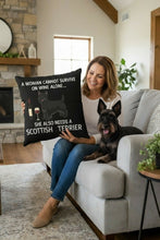 Load image into Gallery viewer, Personalized “A Woman Cannot Survive on Wine Alone…” Scottie Dog Pillowcase-Home Decor-Dog Mom Gifts,Home Decor,Personalize Artwork,Pillows,Scottish Terrier-2